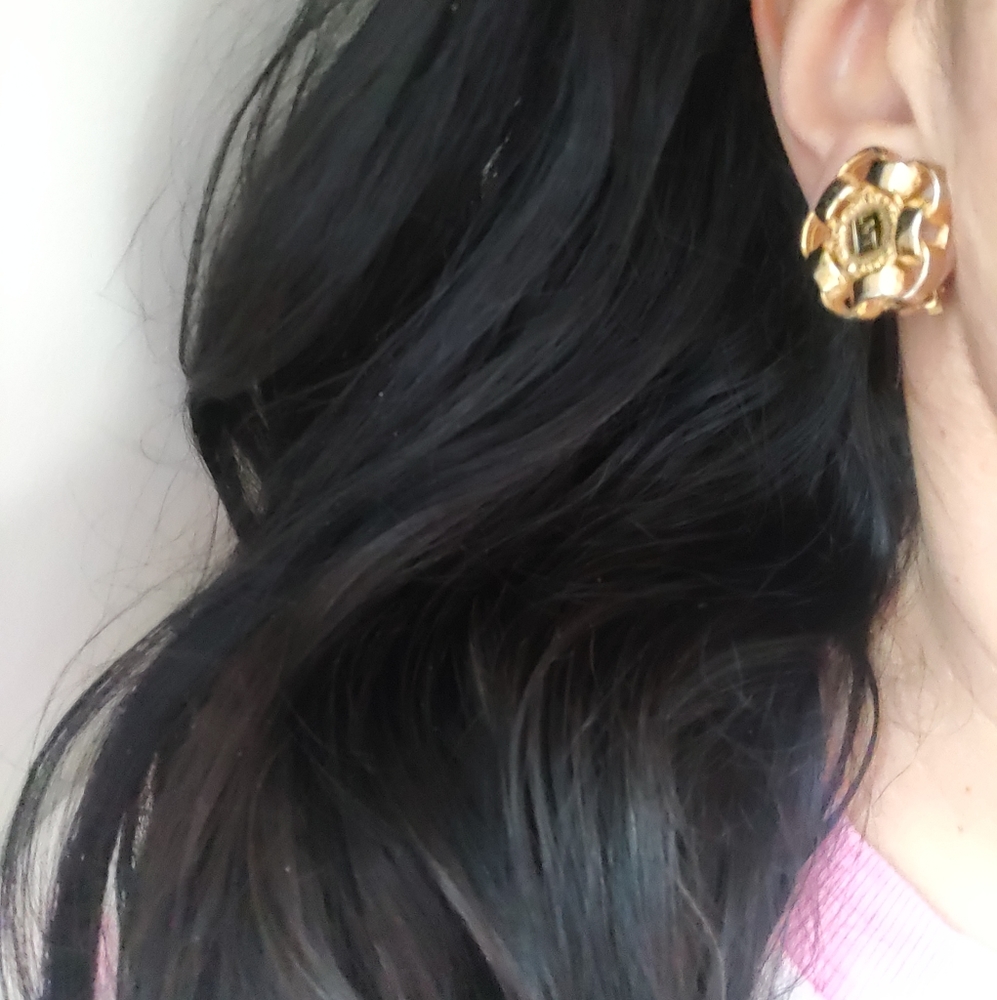 Vintage Fendi FF Logo Chunky Earrings Rare - Picture 4 of 16